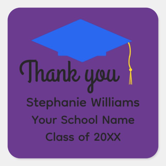 Gracias, Pegatinas de Blue Graduation Cap #1-2 (Anverso)