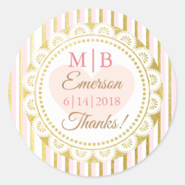 Gracias, Pegatinas de Bodas Personalizadas de Oro