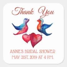 Gracias Pegatinas de Bridal Shower Square