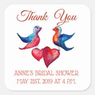 Gracias Pegatinas de Bridal Shower Square