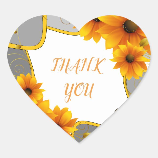 GRACIAS Pegatinas de corazón girasoles (Anverso)