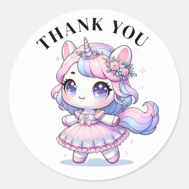 Gracias Pegatinas de Unicorn (Anverso)