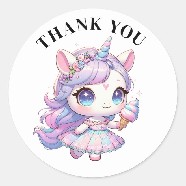 Gracias Pegatinas de Unicorn (Anverso)