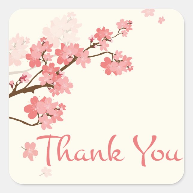 Gracias Pegatinas Florales De Cerezo Rosa (Anverso)