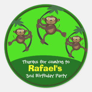 Gracias pegatinas: Pegatinas de cumpleaños: Monos