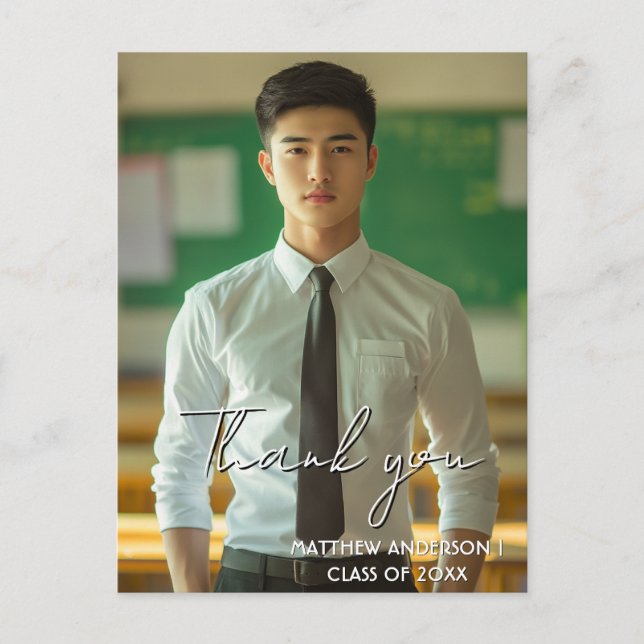 Gracias personalizado de graduación foto 4 postal (Anverso)