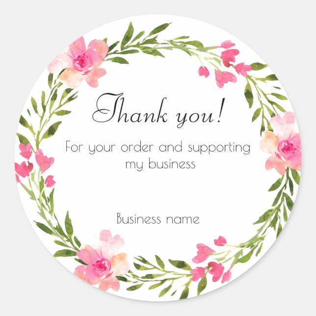 gracias personalizado pegatina de ira floral por o (Anverso)
