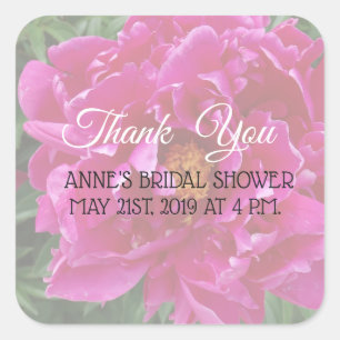 Gracias, Pink Peony Bridal Shower Pegatinas