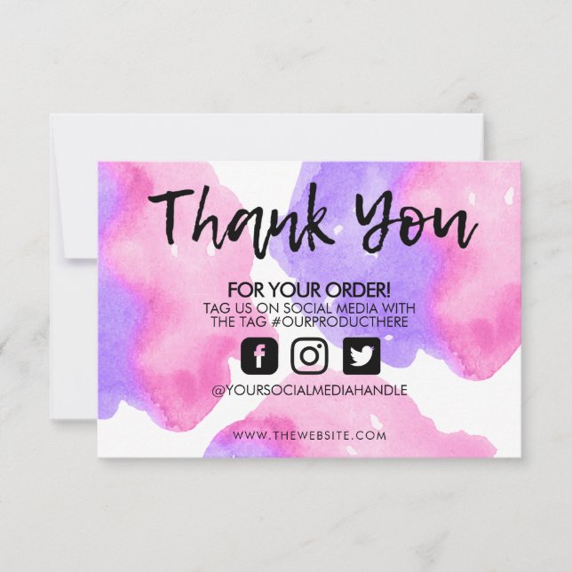 Gracias Pink Purple Watercolor Media Insert (Anverso)