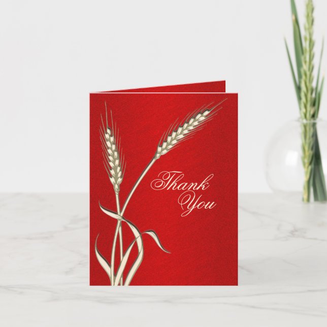 "Gracias" plantilla de boda crema roja (Anverso)