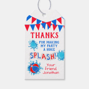 Gracias Pool Fiesta Etiqueta de Favor Azul Blanco