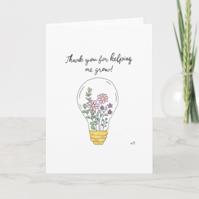 Gracias por ayudarme a crecer tarjeta Lightbulb (Anverso)