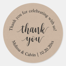 Gracias por celebrar con nosotros Boda Pegatina