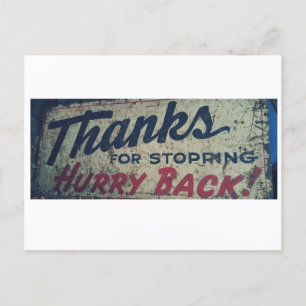 Gracias por detenerse ¡Vuelva pronto! Tarjeta post