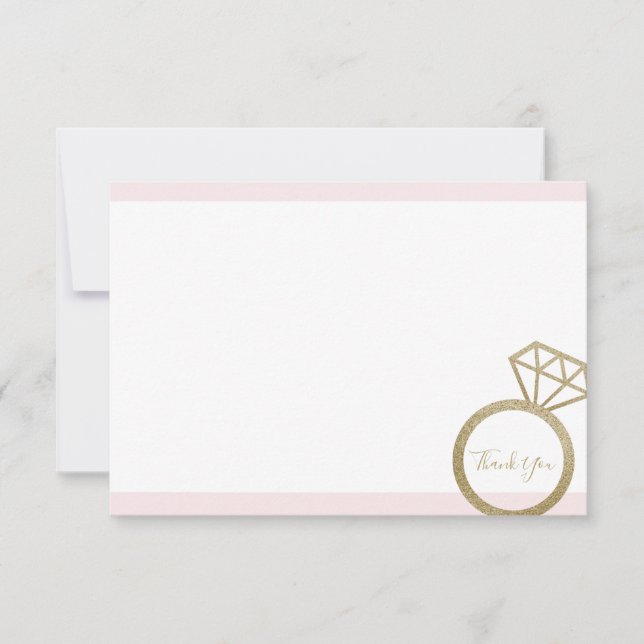Gracias por ducha de novias rosa y dorada Nota (Anverso)