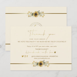 Gracias por el logotipo de oro de girasol amarillo