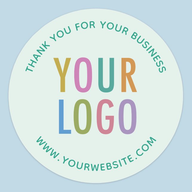 Gracias Por El Logotipo De Pegatinas Empresariales (MISOOK Mint Green Thank You for Your Business Sticker with Logo )