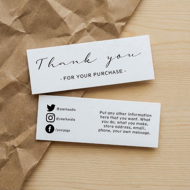 Gracias por el pedido del cliente, tarjeta de inse (Thank you customer order, social media insert card.)