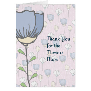 Gracias por Flowers Mom, Card. Flores azules