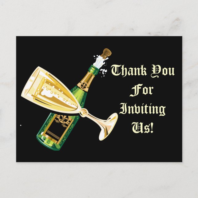 Gracias por invitarnos a la postal de champaña (Anverso)