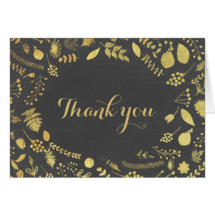 Gracias por la boda en gris carbón y floral dorado