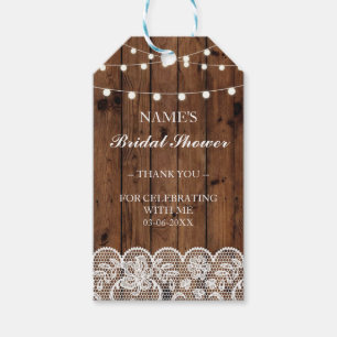 Gracias por la etiqueta Favor Wood Lace Bridal Sho
