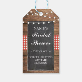 Gracias por la etiqueta Favor Wood Red Check Brida