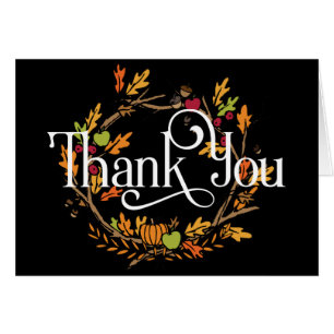 Gracias por la guerra de otoño con hojas/calabazas