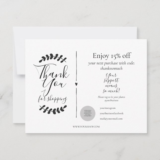 Gracias por la tarjeta de descuento de compras (Anverso)