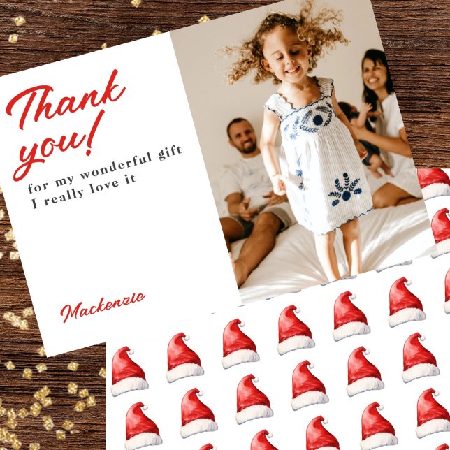 Gracias por la tarjeta de regalo de mis Navidades (Thank You For My Christmas Gift Santa hat Pattern card by Ricaso say thanks for your presents)