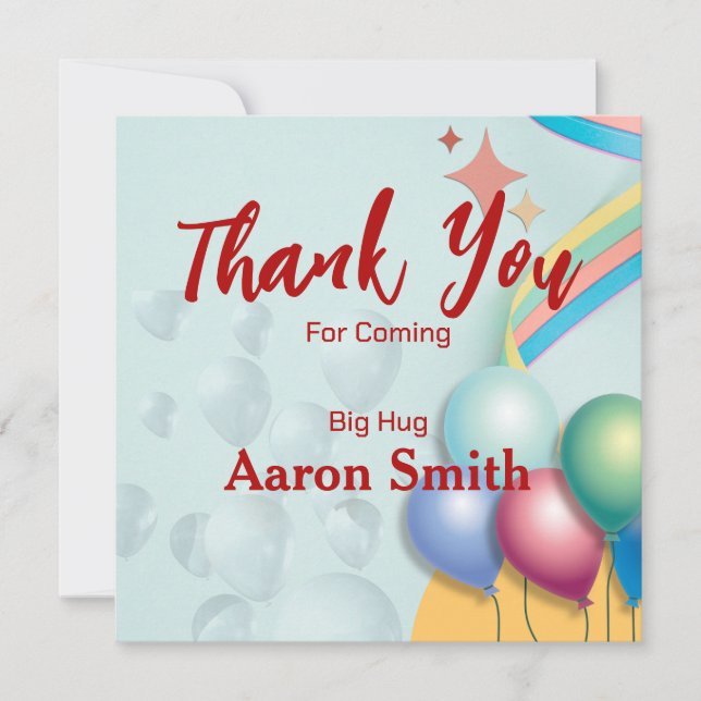 Gracias por la tarjeta personalizada de fiesta de  (Anverso)