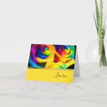 Gracias por las rosas arcoiris pintadas con tarjet