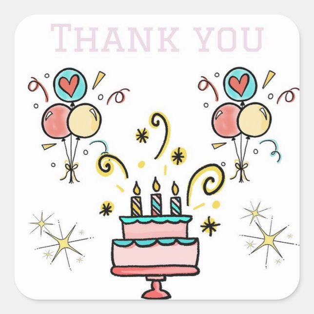 Gracias por los Pegatinas de Regalos de Cumpleaños (Anverso)