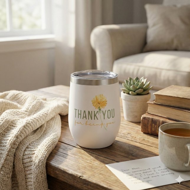 Gracias Por Ser Tumbler Termal (This beautiful dandelion, "Thank you for being you" personalized tumbler would make a great gift! )