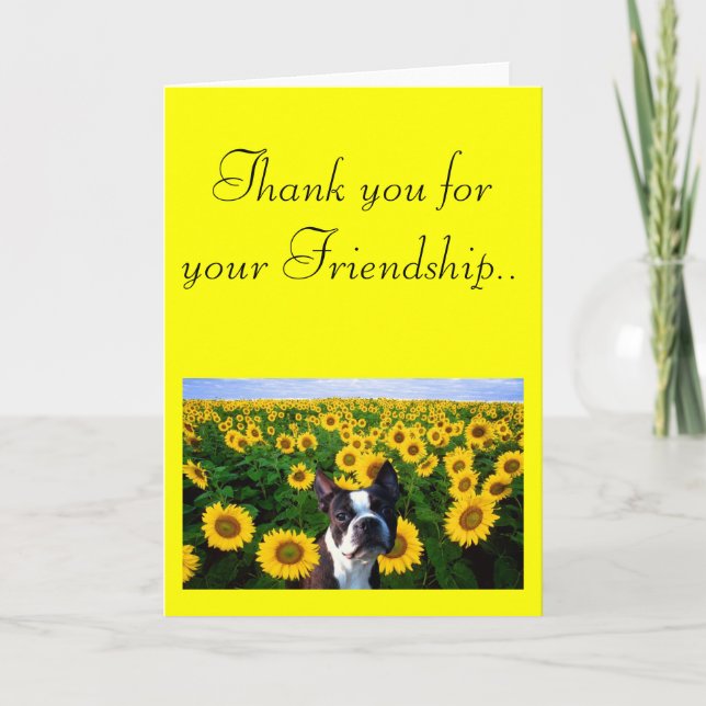 Gracias por su amistad tarjeta Boston Terrier (Anverso)