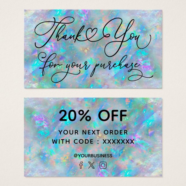 gracias por su compra azul ópalo (Anverso y reverso)