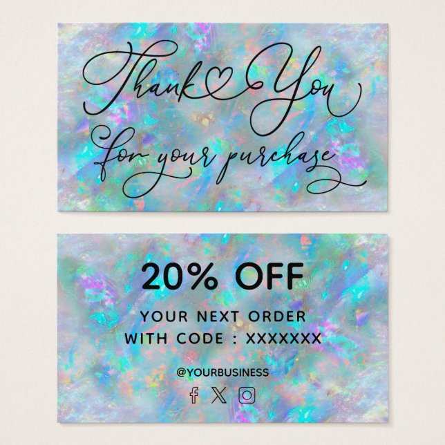 gracias por su compra blue opal (Anverso y reverso)