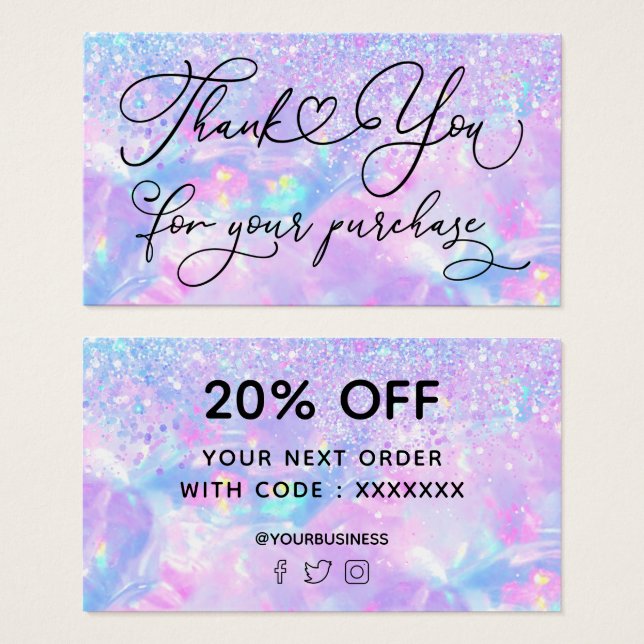 gracias por su compra falso brillo ópalo (Anverso y reverso)