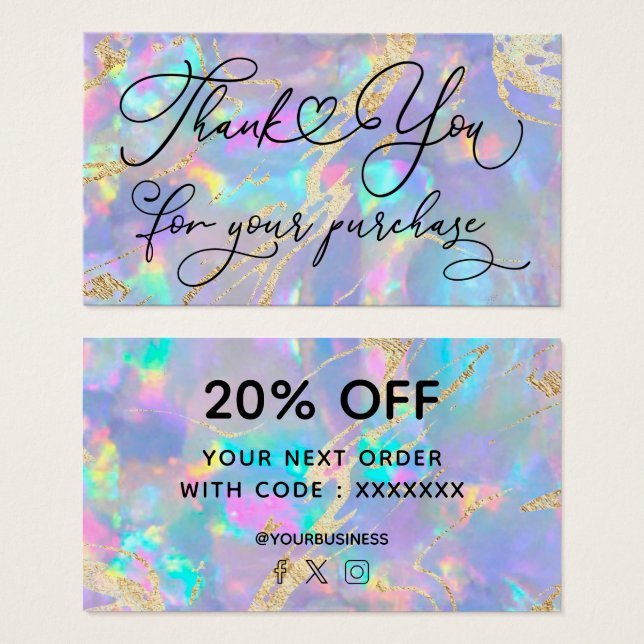 gracias por su compra ópalo púrpura (Anverso y reverso)