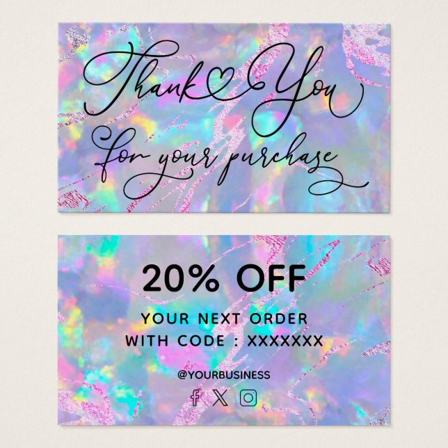 gracias por su compra textura de ópalo (Anverso y reverso)