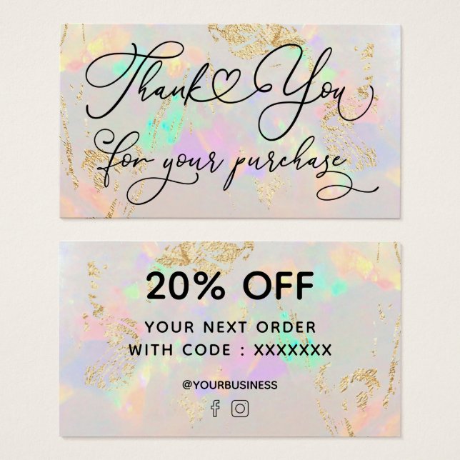 gracias por su compra white opal (Anverso y reverso)