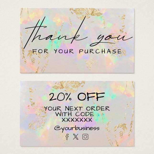 gracias por su compra white opal (Anverso y reverso)