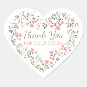 Gracias por su pedido Pegatinas Corazón Floral