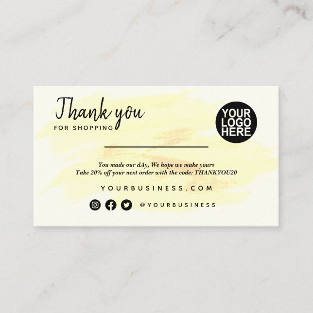 Gracias Por Su Plantilla De Tarjetas De Pedido Bus (Anverso)