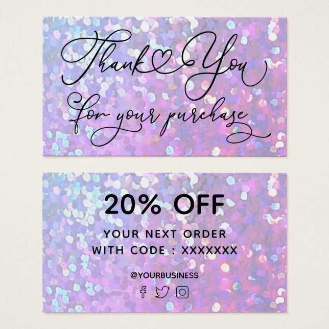 gracias por su purpurina de faux púrpura (Anverso y reverso)