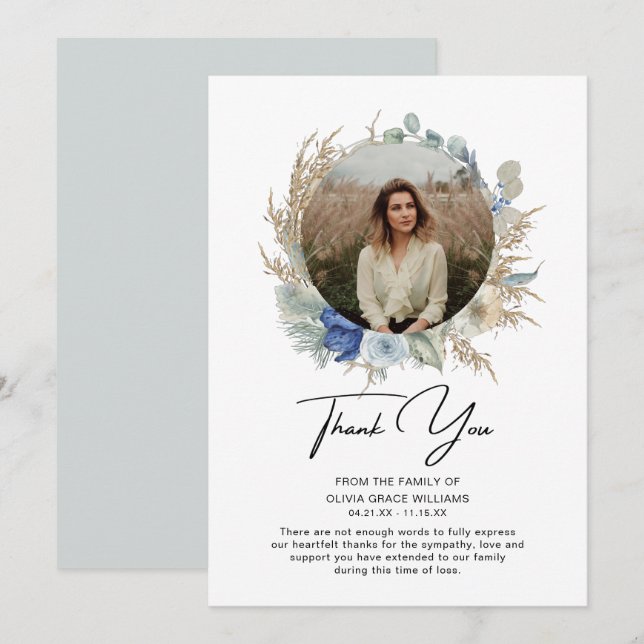 Gracias por su simpatía. Foto Bereavement funeral (Anverso / Reverso)