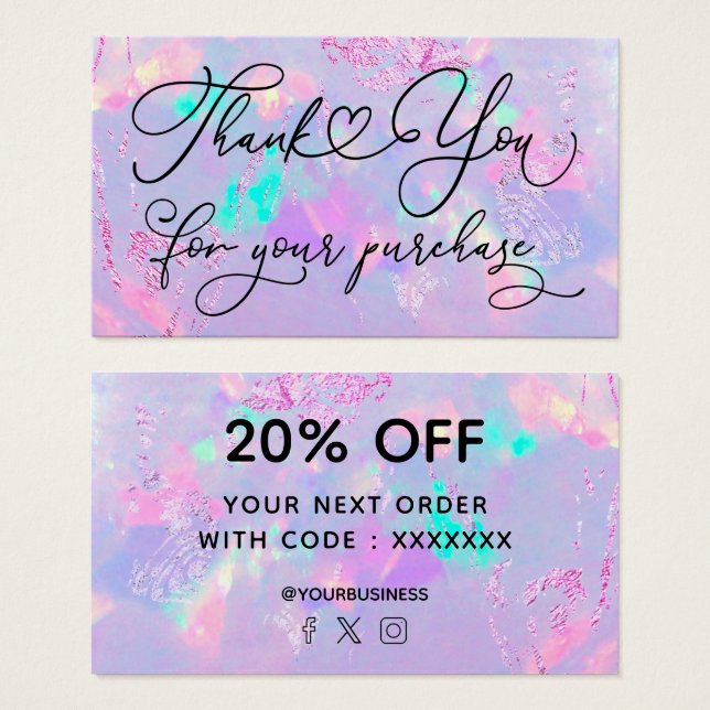 gracias por tu compra púrpura opal (Anverso y reverso)