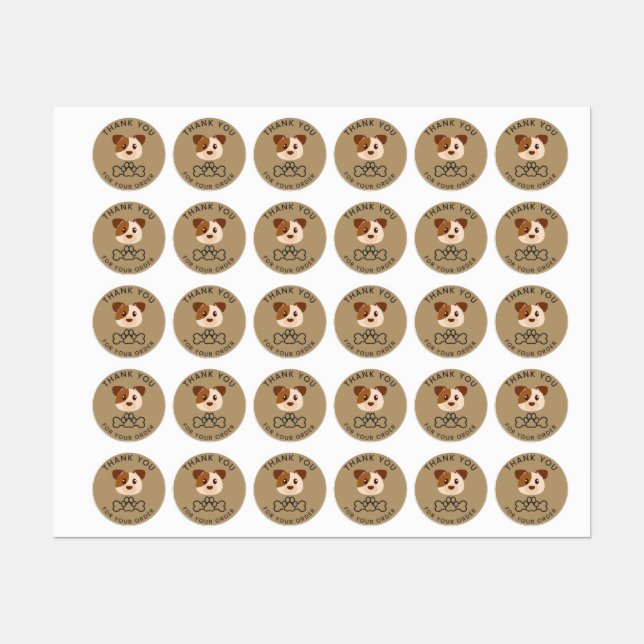 Gracias por tu pedido, pegatina de cachorros. (Hoja)