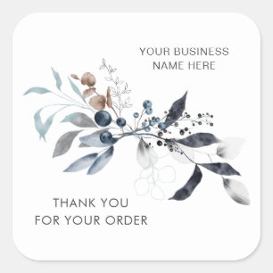 Gracias por tu pedido pegatina de floral cuadrada
