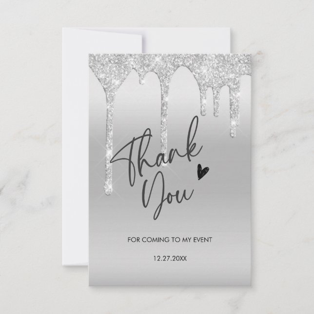 gracias por venir glitter drip tarjeta de agradeci (Anverso)